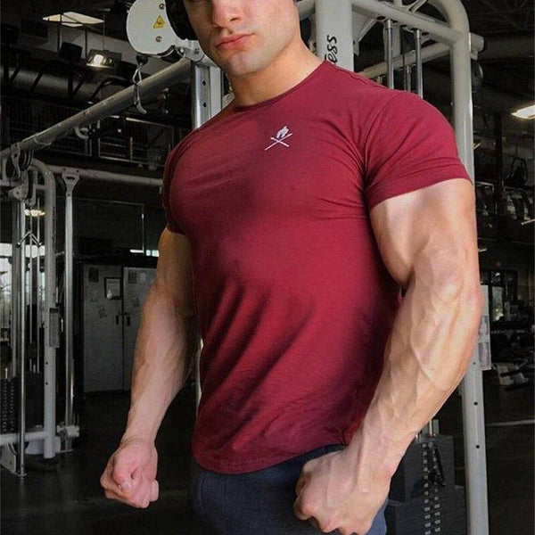 Men Short Sleeve Printing T-shirt Gyms Fitness Bodybuilding Cotton Tops Male Casual Fashion Slim Tee Jogger Man Workout Clothing