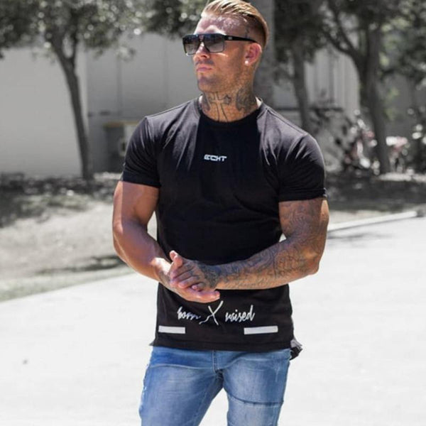 Men Short Sleeve T-shirt Gyms Fitness Bodybuilding Cotton T Shirt Summer Male Casual Fashion Tees Tops Crossfit Brand Clothing