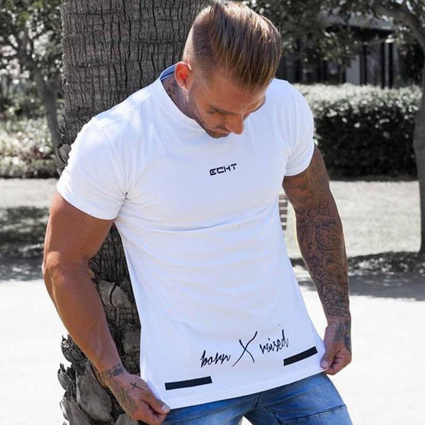 Men Short Sleeve T-shirt Gyms Fitness Bodybuilding Cotton T Shirt Summer Male Casual Fashion Tees Tops Crossfit Brand Clothing