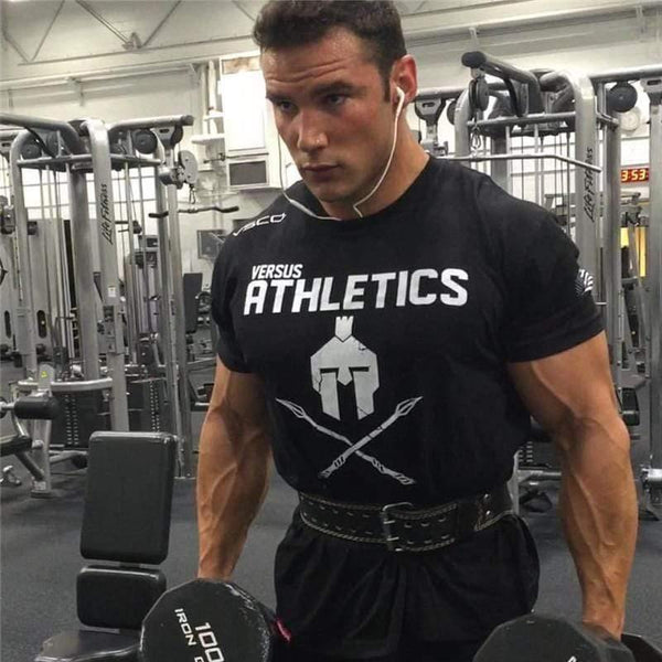 Men Short Sleeve T-shirt Gyms Fitness Bodybuilding Cotton T Shirt Summer Male Casual Print Slim Tee Tops Workout Brand Clothing