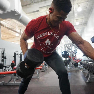 Men Short Sleeve T-shirt Gyms Fitness Bodybuilding Cotton Tops Male Casual Fashion Print Slim Tee Summer Jogger Workout Clothing