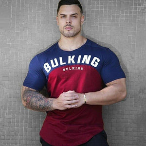 Men Summer Gyms Fitness Workout Bodybuilding T-shirt Short Sleeve Cotton T Shirt Male Casual Fashion Patchwork Tee Tops Clothing