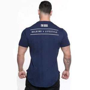 Men Summer Gyms Fitness Workout Bodybuilding T-shirt Short Sleeve Cotton T Shirt Male Casual Fashion Patchwork Tee Tops Clothing