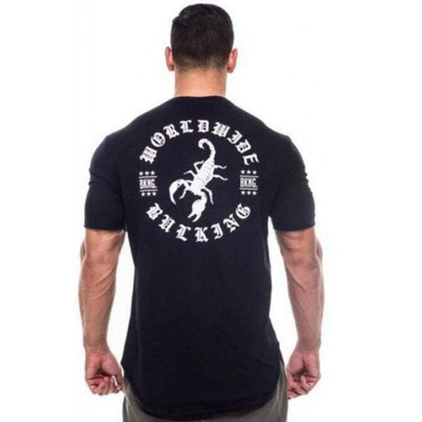 Men Summer Gyms Fitness Workout T-shirt Short Sleeve Cotton Slim T Shirt Male Casual Fashion O-Neck Print Tee Tops Clothing