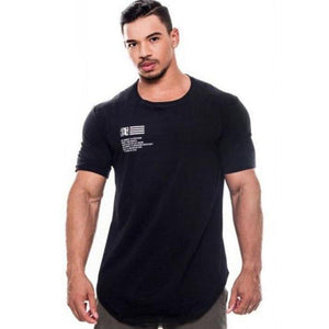 Men Summer Gyms Fitness Workout T-shirt Short Sleeve Cotton Slim T Shirt Male Casual Fashion O-Neck Print Tee Tops Clothing