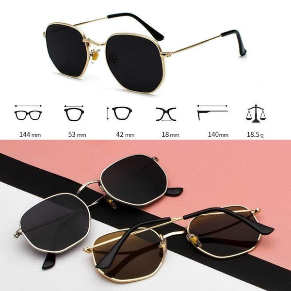 Planet Gates Men Sunglases Hexagon Sun glasses NEW Women Metal Frame Fishing Glasses Gold tea Eyewear lentes de sol hombre okulary UV400