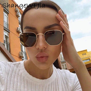 Planet Gates Men Sunglases Hexagon Sun glasses NEW Women Metal Frame Fishing Glasses Gold tea Eyewear lentes de sol hombre okulary UV400