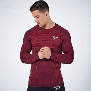 Men Tight Long Sleeve T-shirt Man Gyms Fitness Jogger Workout Quick Dry T Shirt Male Tees Tops Brand Clothing