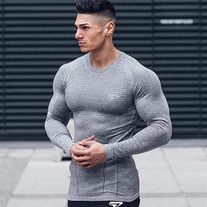 Men Tight Long Sleeve T-shirt Man Gyms Fitness Jogger Workout Quick Dry T Shirt Male Tees Tops Brand Clothing