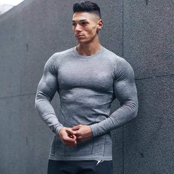 Men Tight Long Sleeve T-shirt Man Gyms Fitness Jogger Workout Quick Dry T Shirt Male Tees Tops Brand Clothing