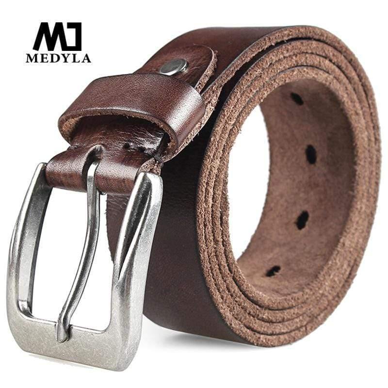 Men Top Layer Leather  Casual High Quality Belt Vintage Design Pin Buckle Genuine Leather Belts For Men Original Cowhide
