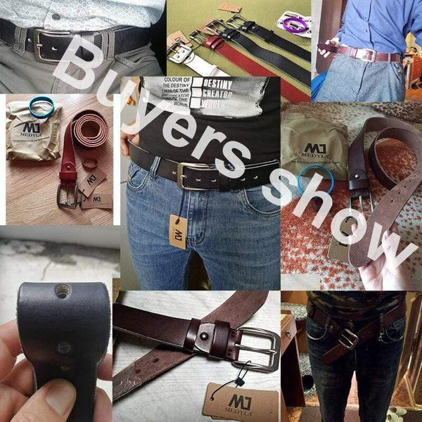 Men Top Layer Leather  Casual High Quality Belt Vintage Design Pin Buckle Genuine Leather Belts For Men Original Cowhide