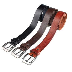 Men Top Layer Leather  Casual High Quality Belt Vintage Design Pin Buckle Genuine Leather Belts For Men Original Cowhide