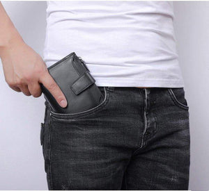 Planet Gates Men Wallet Genuine Leather High Quality Cow Leather Coin Purse  Fashion Card Holder Man Zipper Wallet Short Male