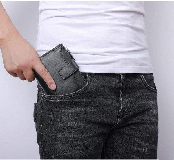 Planet Gates Men Wallet Genuine Leather High Quality Cow Leather Coin Purse  Fashion Card Holder Man Zipper Wallet Short Male