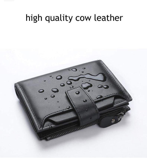 Planet Gates Men Wallet Genuine Leather High Quality Cow Leather Coin Purse  Fashion Card Holder Man Zipper Wallet Short Male