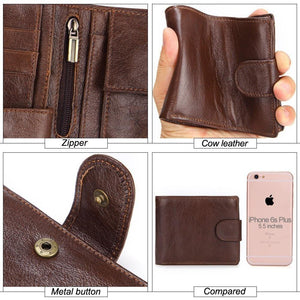 Planet Gates Men Wallet Genuine Leather Short Coin Purse Fashion Hasp Wallet For Male Portomonee with Card Holder Photo Holder