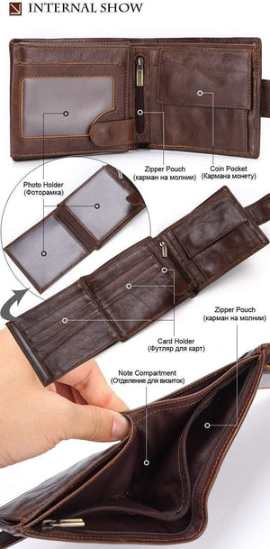 Planet Gates Men Wallet Genuine Leather Short Coin Purse Fashion Hasp Wallet For Male Portomonee with Card Holder Photo Holder
