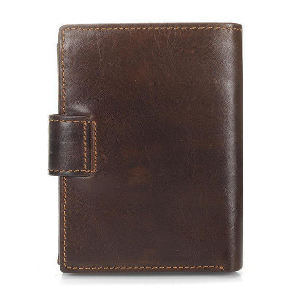 Planet Gates Men Wallet Oil Wax Cowhide Genuine Leather Wallets Coin Purse Clutch Hasp Open Top Quality Retro Short Wallet 13.5cm