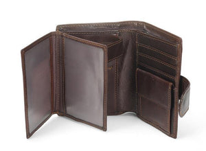 Planet Gates Men Wallet Oil Wax Cowhide Genuine Leather Wallets Coin Purse Clutch Hasp Open Top Quality Retro Short Wallet 13.5cm