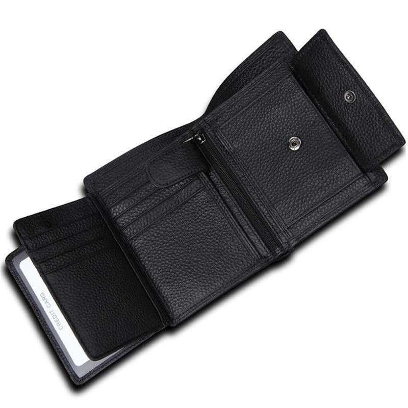 Planet Gates Men Wallet Soft Genuine Leather Wallet Big Capacity Purse Vintage Coin Pocket RFID Brush Card Holder Vertical Wallet