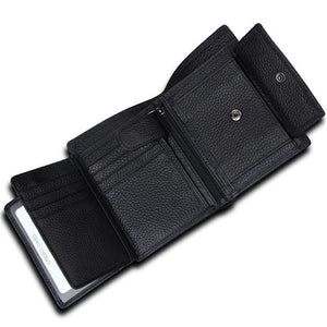 Planet Gates Men Wallet Soft Genuine Leather Wallet Big Capacity Purse Vintage Coin Pocket RFID Brush Card Holder Vertical Wallet