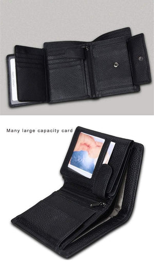 Planet Gates Men Wallet Soft Genuine Leather Wallet Big Capacity Purse Vintage Coin Pocket RFID Brush Card Holder Vertical Wallet