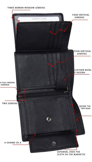 Planet Gates Men Wallet Soft Genuine Leather Wallet Big Capacity Purse Vintage Coin Pocket RFID Brush Card Holder Vertical Wallet