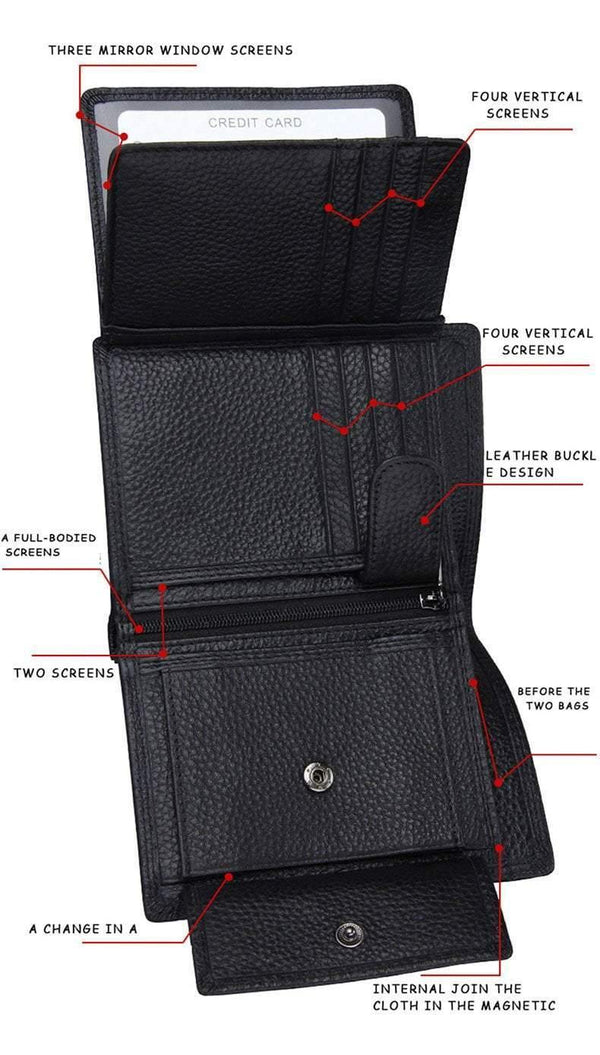 Planet Gates Men Wallet Soft Genuine Leather Wallet Big Capacity Purse Vintage Coin Pocket RFID Brush Card Holder Vertical Wallet