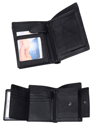 Planet Gates Men Wallet Soft Genuine Leather Wallet Big Capacity Purse Vintage Coin Pocket RFID Brush Card Holder Vertical Wallet