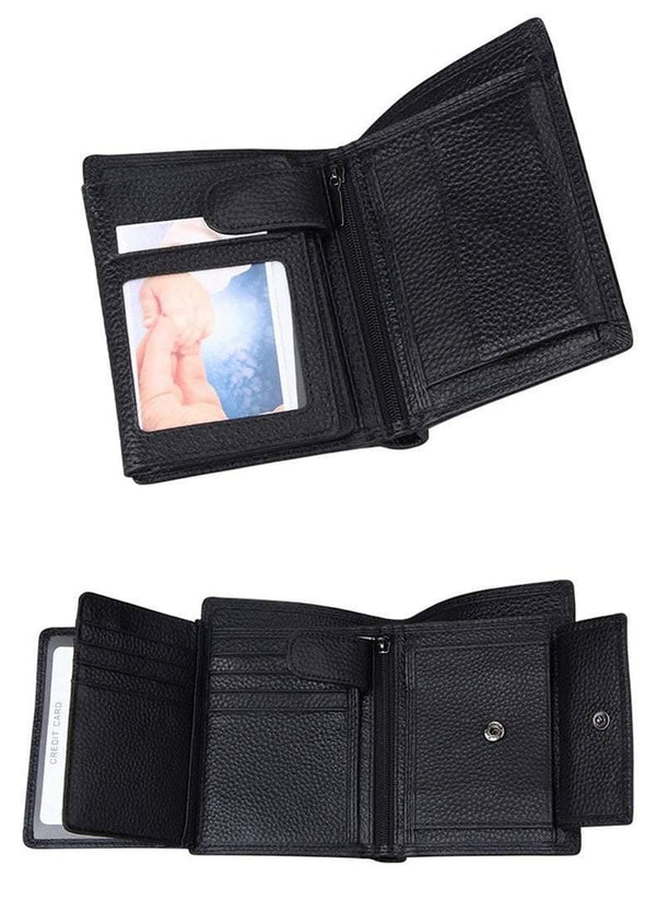 Planet Gates Men Wallet Soft Genuine Leather Wallet Big Capacity Purse Vintage Coin Pocket RFID Brush Card Holder Vertical Wallet