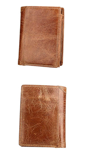 Planet Gates Men Wallet Soft Genuine Leather Wallet Big Capacity Purse Vintage Coin Pocket RFID Brush Card Holder Vertical Wallet