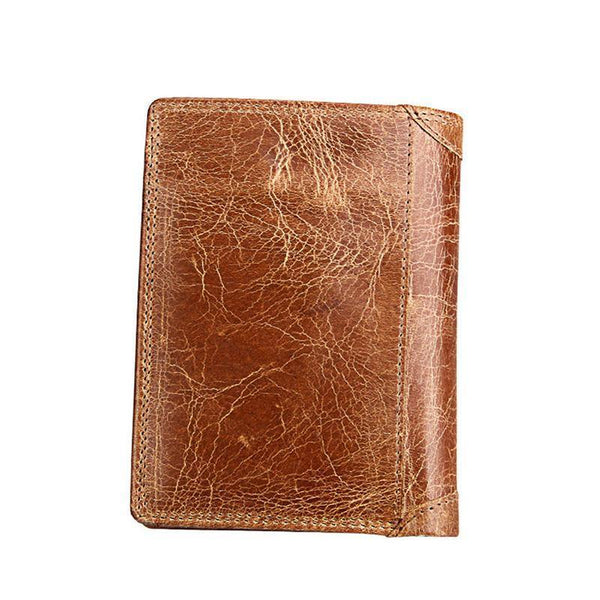 Planet Gates Men Wallet Soft Genuine Leather Wallet Big Capacity Purse Vintage Coin Pocket RFID Brush Card Holder Vertical Wallet