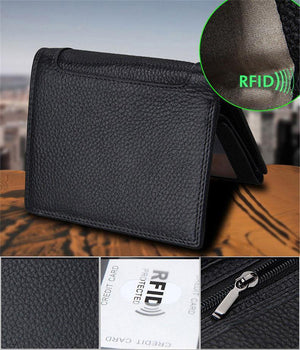 Planet Gates Men Wallet Soft Genuine Leather Wallet Big Capacity Purse Vintage Coin Pocket RFID Brush Card Holder Vertical Wallet