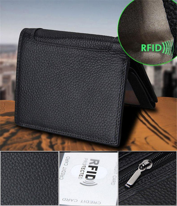 Planet Gates Men Wallet Soft Genuine Leather Wallet Big Capacity Purse Vintage Coin Pocket RFID Brush Card Holder Vertical Wallet