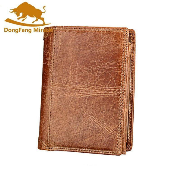 Planet Gates Men Wallet Soft Genuine Leather Wallet Big Capacity Purse Vintage Coin Pocket RFID Brush Card Holder Vertical Wallet