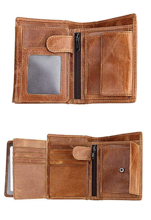 Planet Gates Men Wallet Soft Genuine Leather Wallet Big Capacity Purse Vintage Coin Pocket RFID Brush Card Holder Vertical Wallet