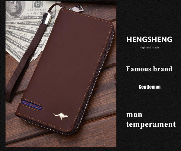 Planet Gates Men Wallets Famous Brand kangaroo Men Long Wallet Clutch Male Wrist Strap Wallet Big Capacity Phone Bag Card Holder