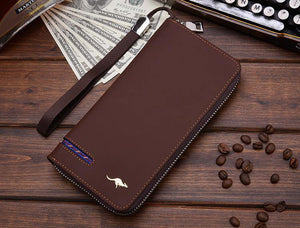 Planet Gates Men Wallets Famous Brand kangaroo Men Long Wallet Clutch Male Wrist Strap Wallet Big Capacity Phone Bag Card Holder