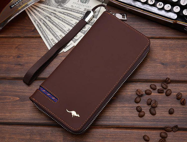 Planet Gates Men Wallets Famous Brand kangaroo Men Long Wallet Clutch Male Wrist Strap Wallet Big Capacity Phone Bag Card Holder