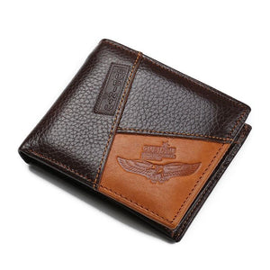 Planet Gates Men Wallets Genuine Leather Brand Wallet Short Patchwork Leather Purse with Zipper Coin Pocket