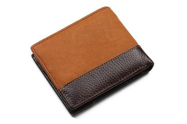 Planet Gates Men Wallets Genuine Leather Brand Wallet Short Patchwork Leather Purse with Zipper Coin Pocket