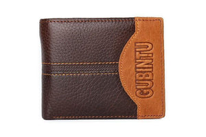 Planet Gates Men Wallets Genuine Leather Brand Wallet Short Patchwork Leather Purse with Zipper Coin Pocket