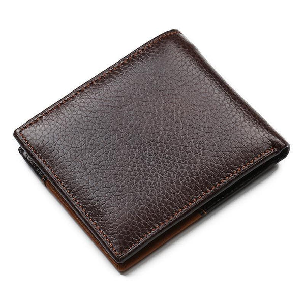 Planet Gates Men Wallets Genuine Leather Brand Wallet Short Patchwork Leather Purse with Zipper Coin Pocket