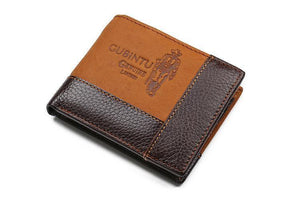 Planet Gates Men Wallets Genuine Leather Brand Wallet Short Patchwork Leather Purse with Zipper Coin Pocket