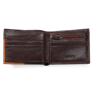 Planet Gates Men Wallets Genuine Leather Brand Wallet Short Patchwork Leather Purse with Zipper Coin Pocket