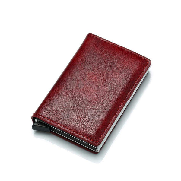 Planet Gates Men Wallets Money Bag Short Male Purse  Small Slim Leather Smart Wallets Pop Up Metal Mini Wallets