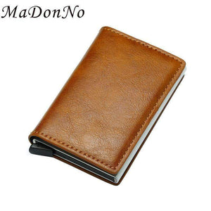 Planet Gates Men Wallets Money Bag Short Male Purse  Small Slim Leather Smart Wallets Pop Up Metal Mini Wallets