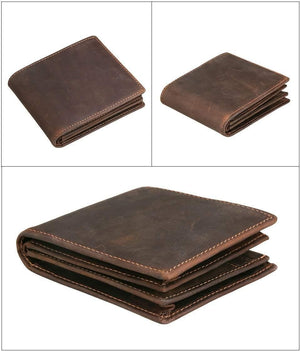 Planet Gates Men Wallets Vintage Cow Genuine Leather Wallet Male Handmade Custom Dollar Price Coin Purse Short Wallet carteira