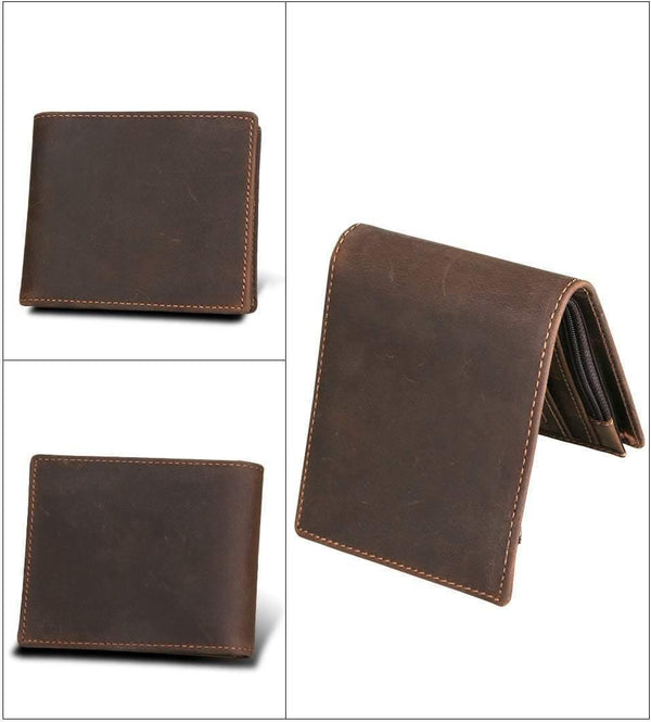 Planet Gates Men Wallets Vintage Cow Genuine Leather Wallet Male Handmade Custom Dollar Price Coin Purse Short Wallet carteira
